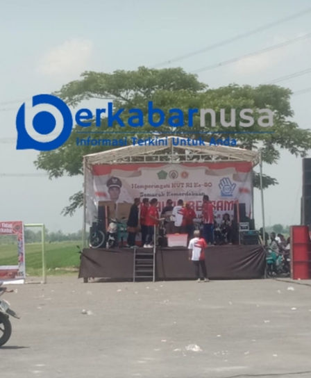 Gebyar HUT RI Ke 80, Ribuan Warga Desa Terik Jalan Sehat Melawan Narkoba.