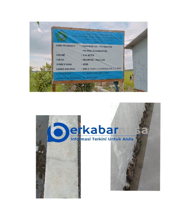 Pembangunan Saluran Desa Singopadu Kurang Transparan Indikasi Untungkan Kontraktor.